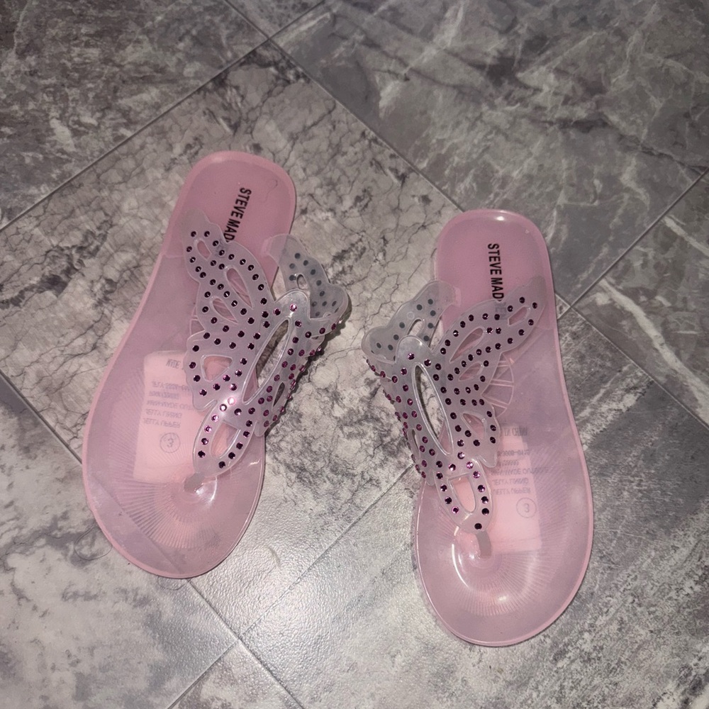 STEVE MADDEN Girl's Embellished Thong Flats size 3